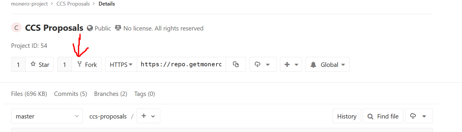 Click this fork button