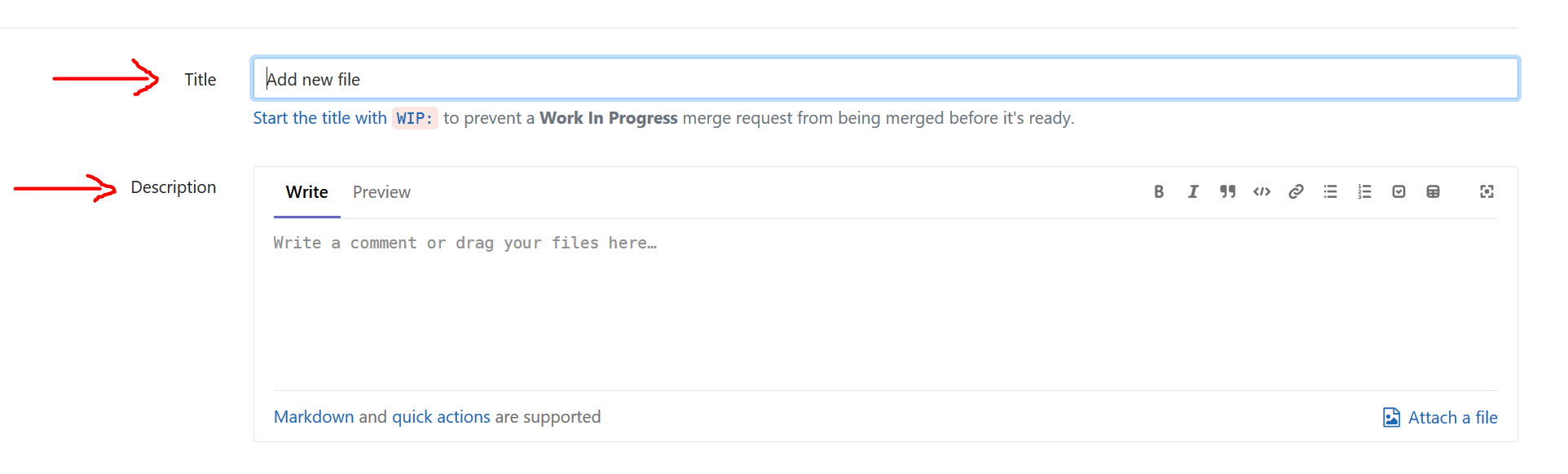 Fill in title and description fields